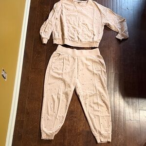 a new day Light Pink Polka Dot Lounge Set